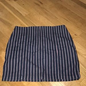 Red and white striped blue skirt